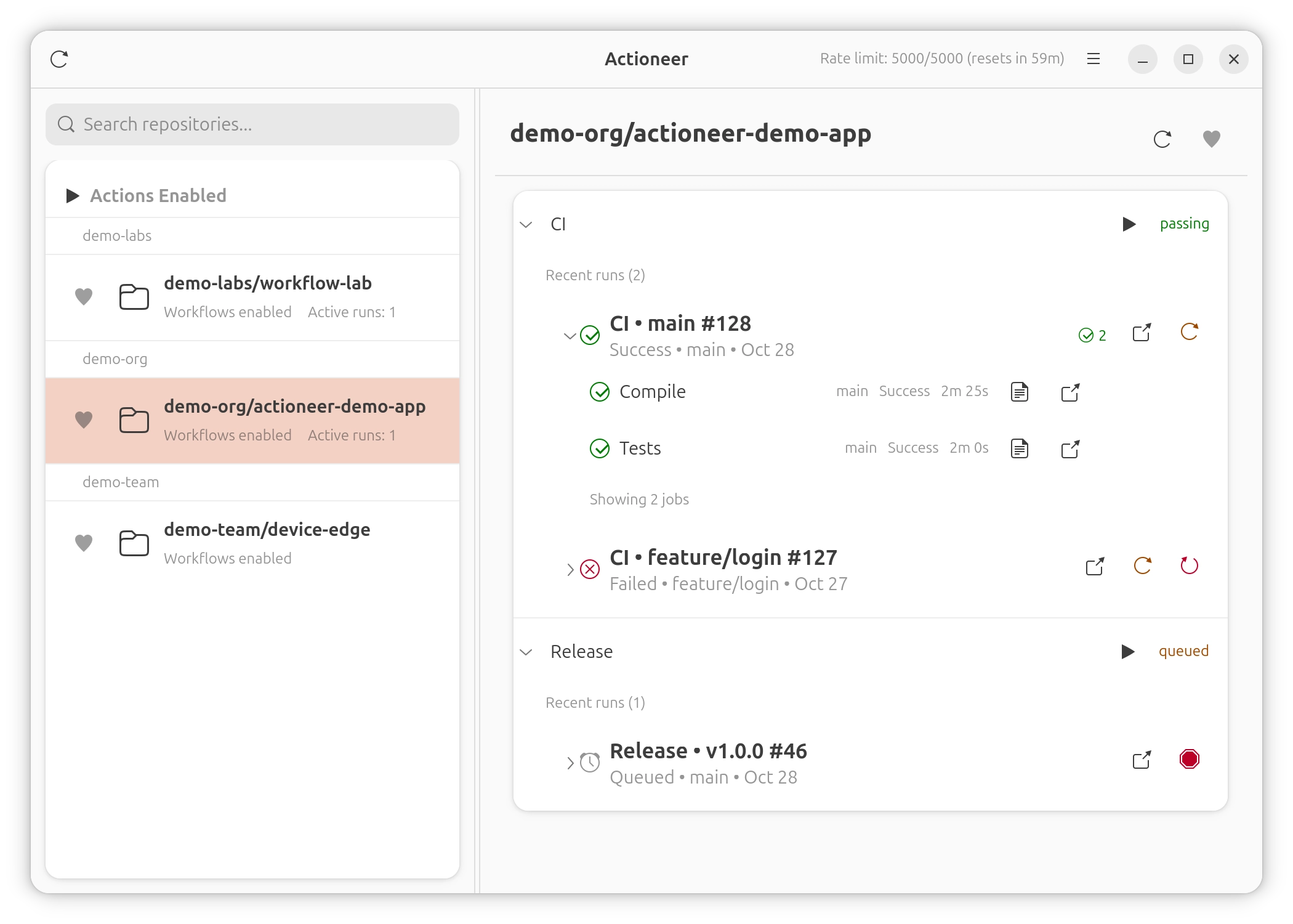 Actioneer screenshot