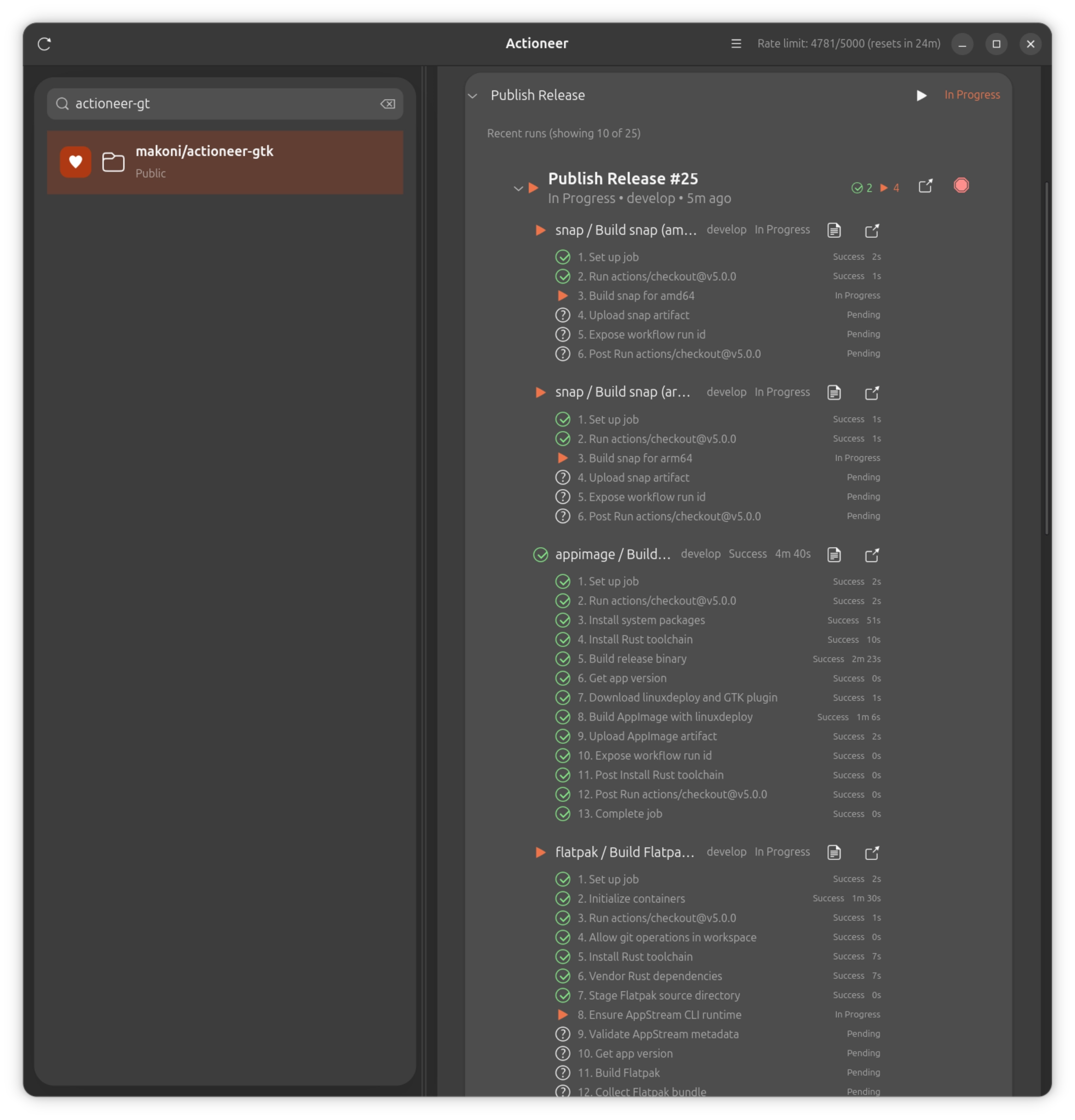 Actioneer for Linux 1.0.8