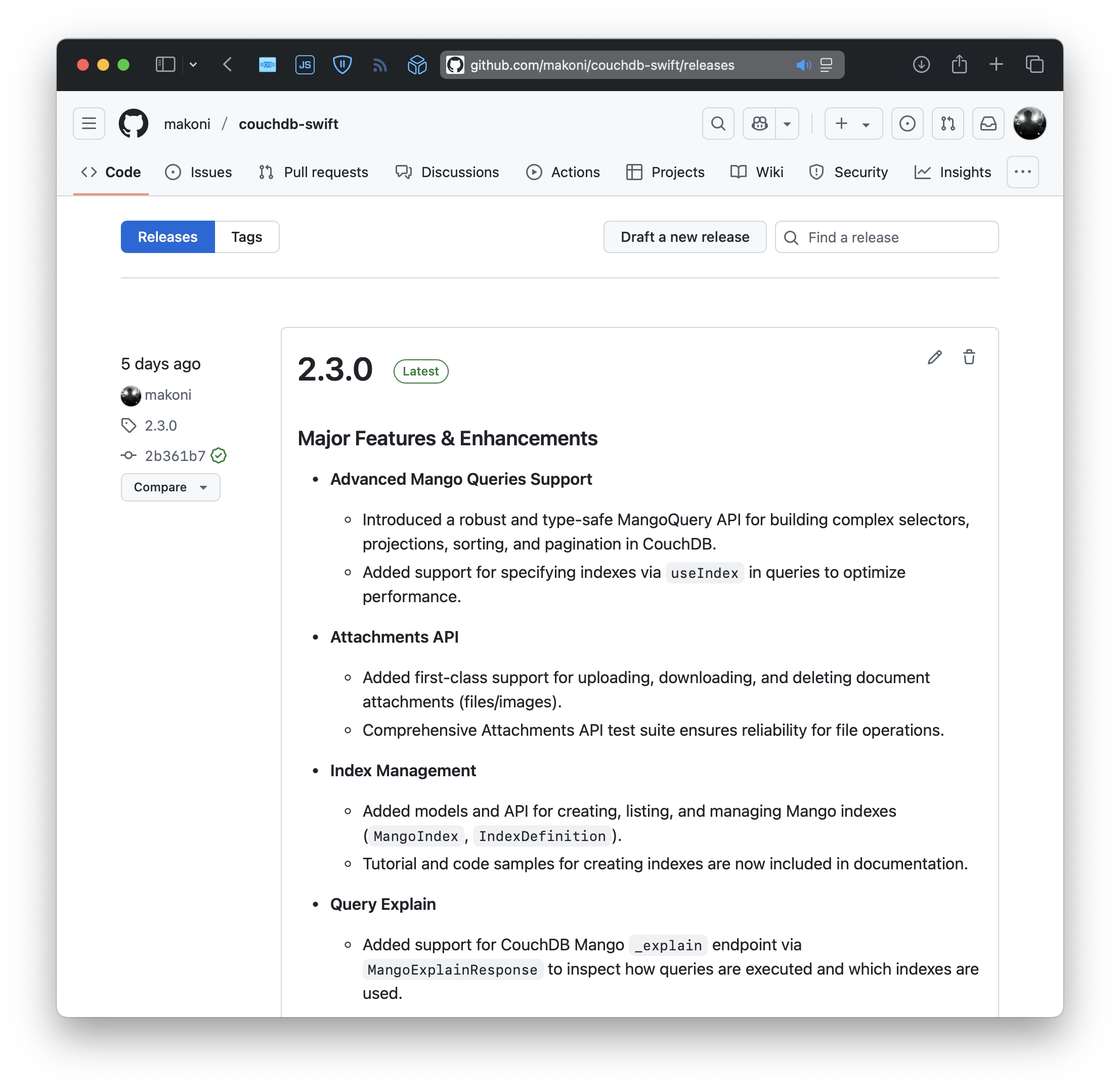 CouchDB client for Swift 2.3.0